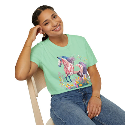 Horse Shirt Unisex Tee Animal Print Gildan Softstyle 64000 Ring Spun Cotton