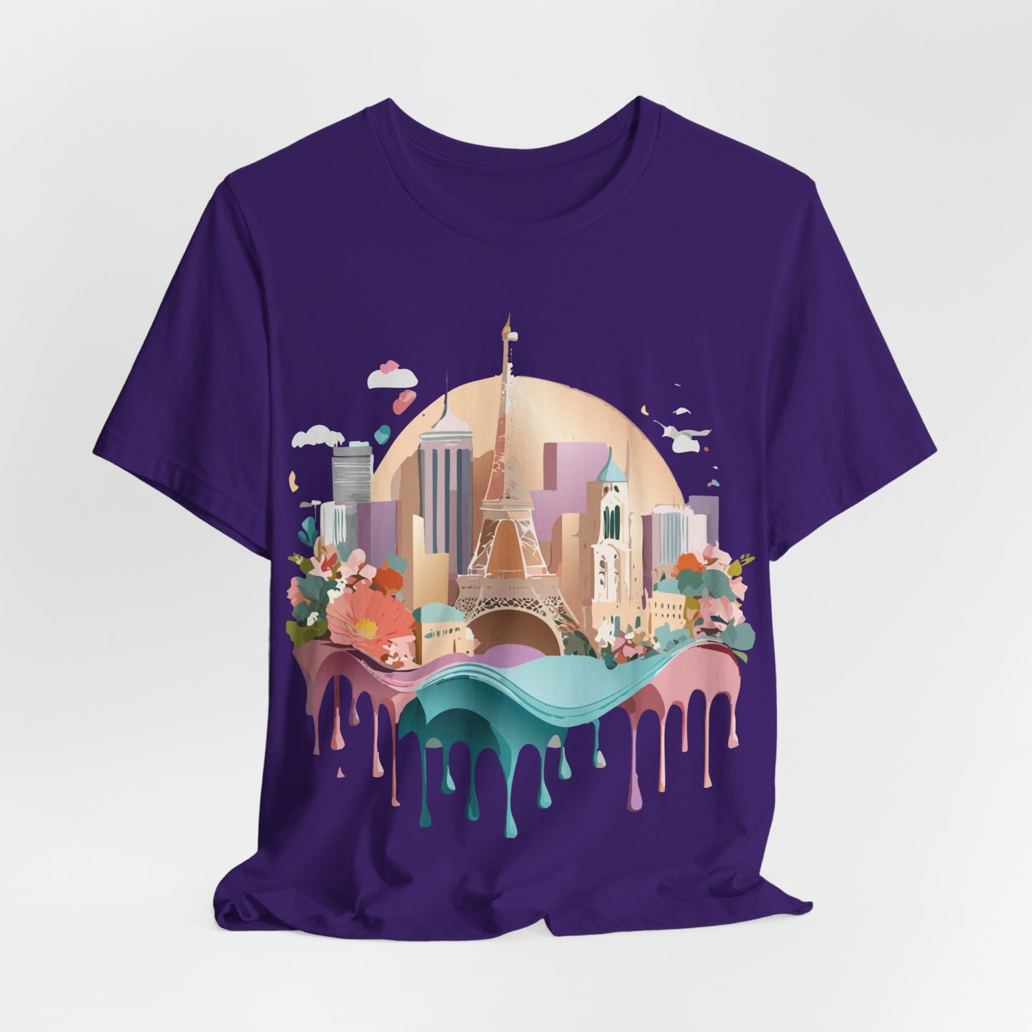 Natural Cotton Tee Shirt - Beautiful Places Collection - Paris Printify