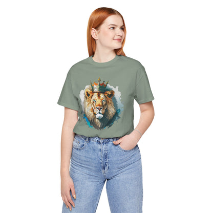 Lion with Crown Tee Unisex Cotton Watercolor King Lion Graphic T-Shirt 2