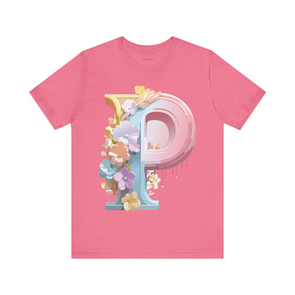 Natural Cotton Tee Shirt - Letters Collection - P Printify