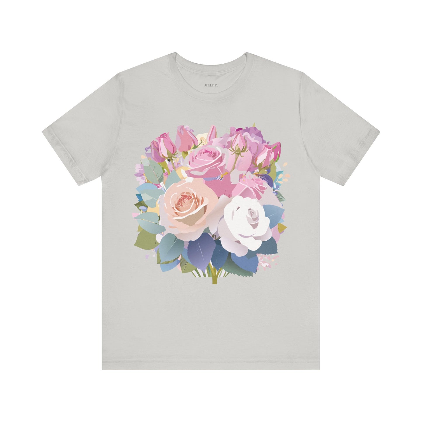 Natural Cotton Tee Shirt with Flowers