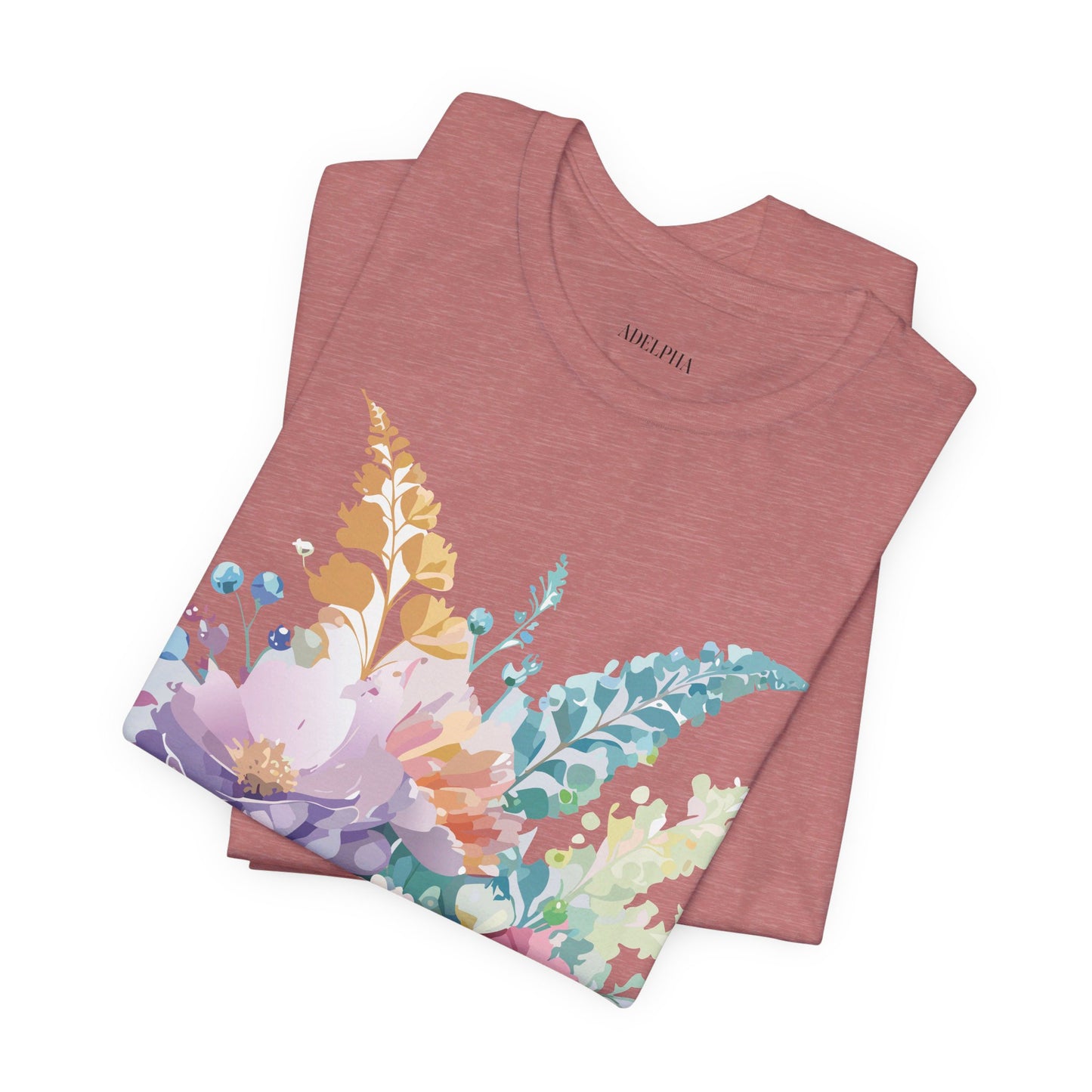 Natural Cotton Tee Shirt with Flowers