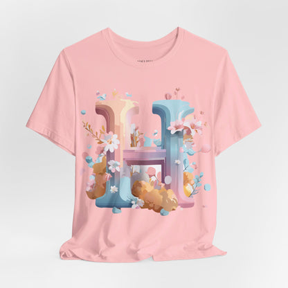 Natural Cotton Tee Shirt - Letters Collection - H Printify