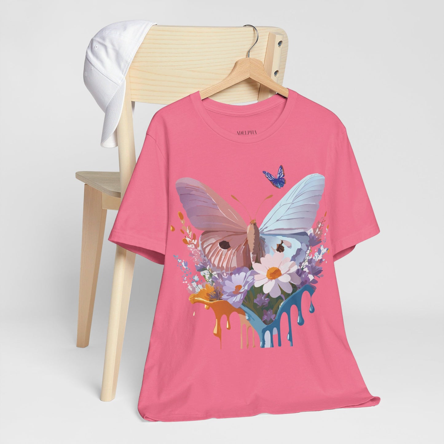 Natural Cotton Tee Shirt with Butterfly