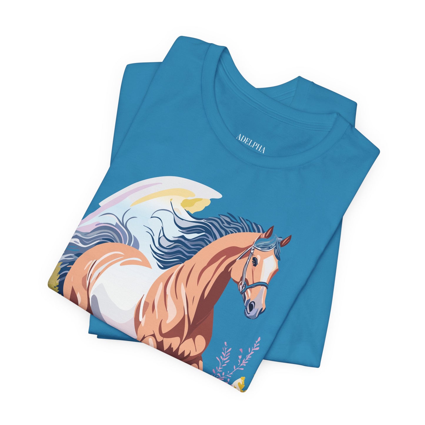 Natural Cotton Tee Shirt with Horse