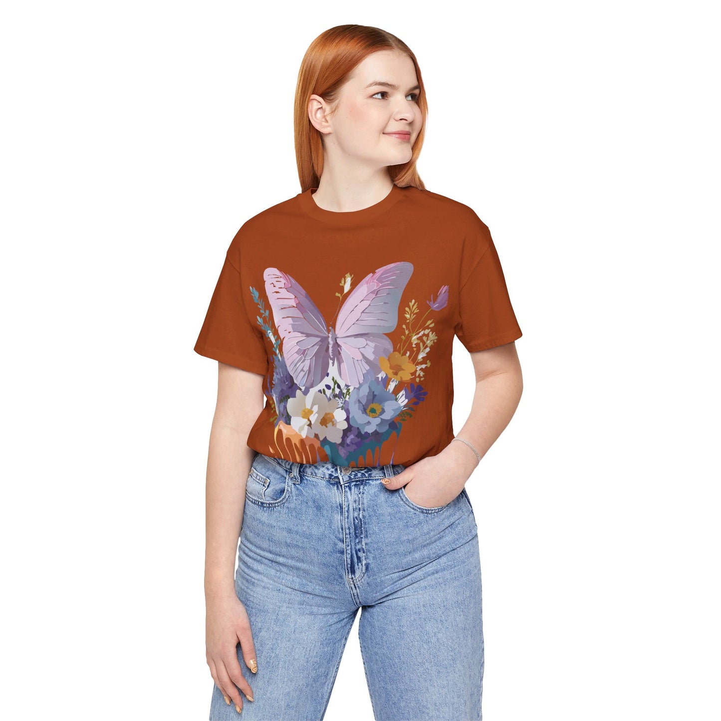 T-shirt en coton naturel avec papillon