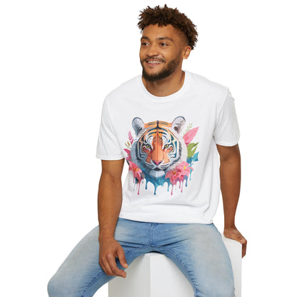 Tiger Print Unisex Softstyle T Shirt Short Sleeve Gildan 64000 Tee