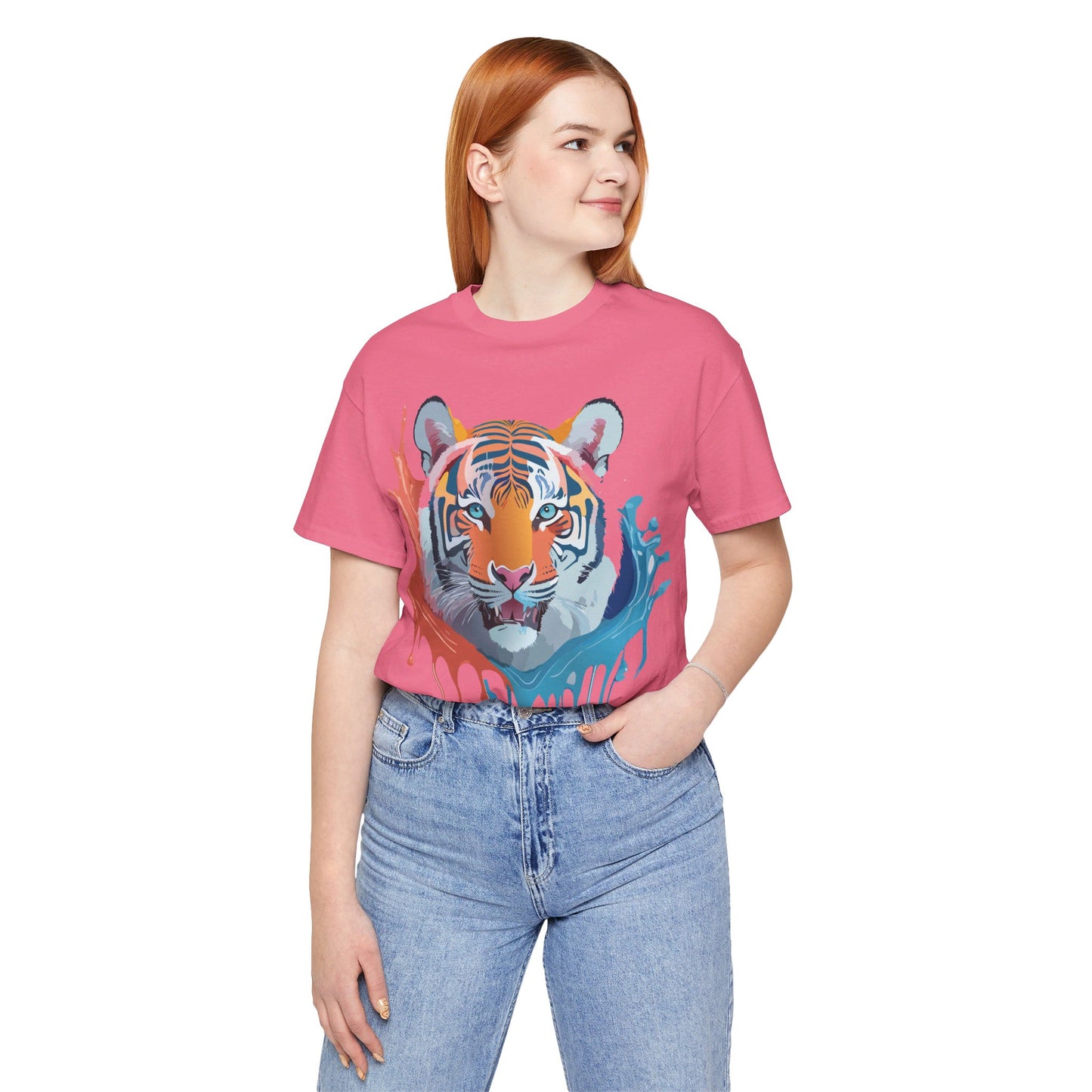 Natural Cotton Tee Shirt with Tiger