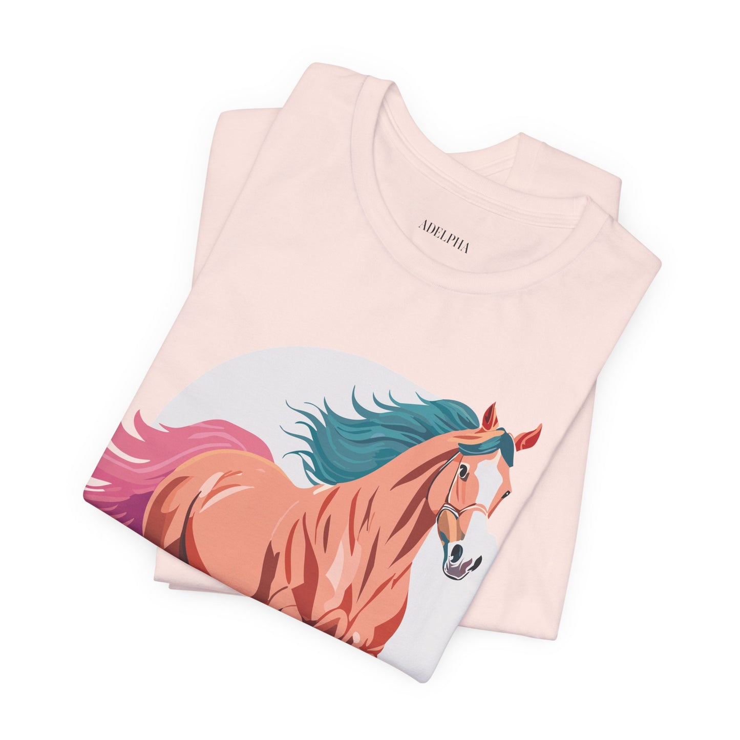 Natural Cotton Tee Shirt with Horse