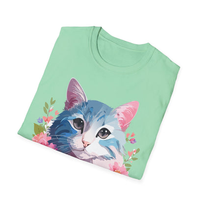 Cat Shirt Unisex Cat Tee Kitten Print Gildan Softstyle 64000