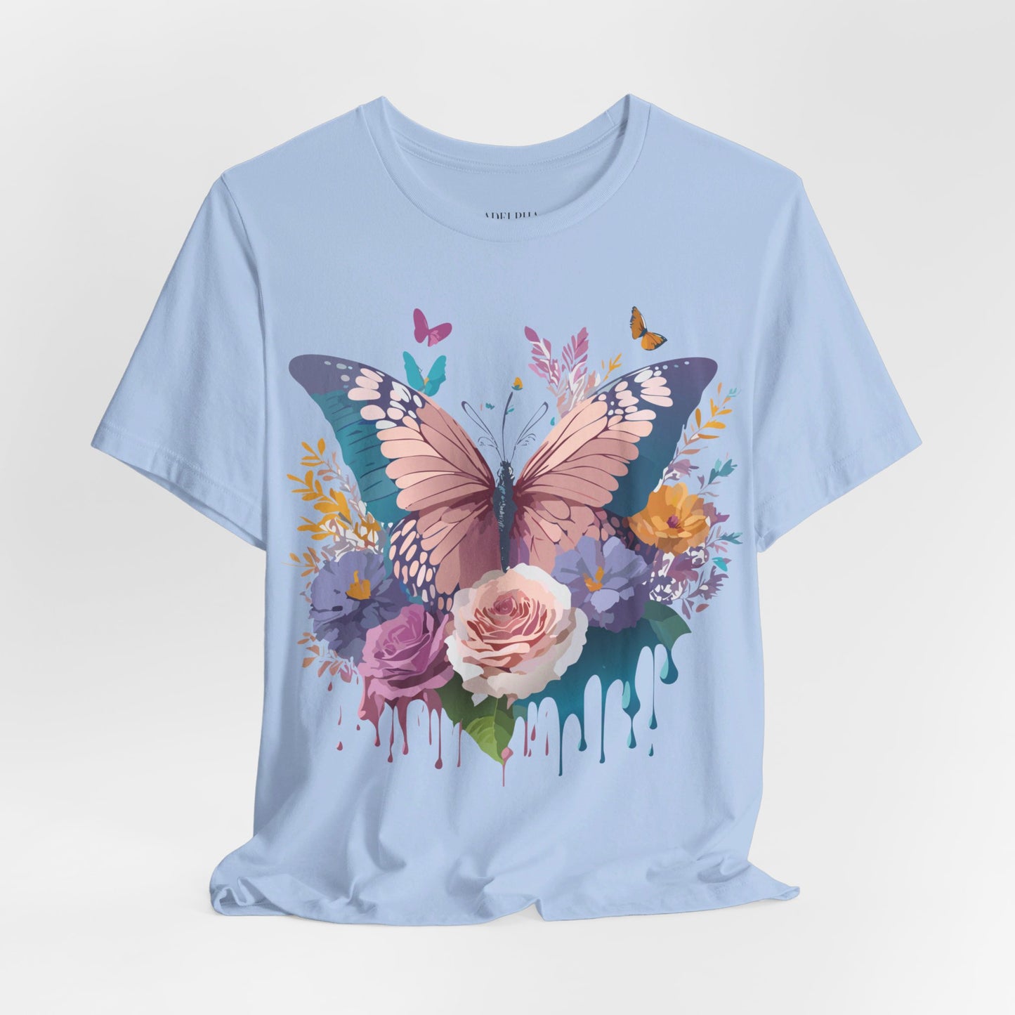 Natural Cotton Tee Shirt with Butterfly