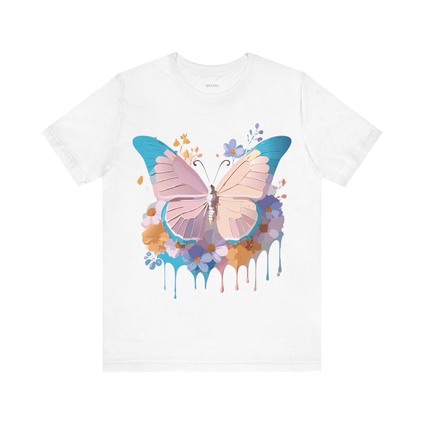 Natural Cotton Tee Shirt with Butterfly