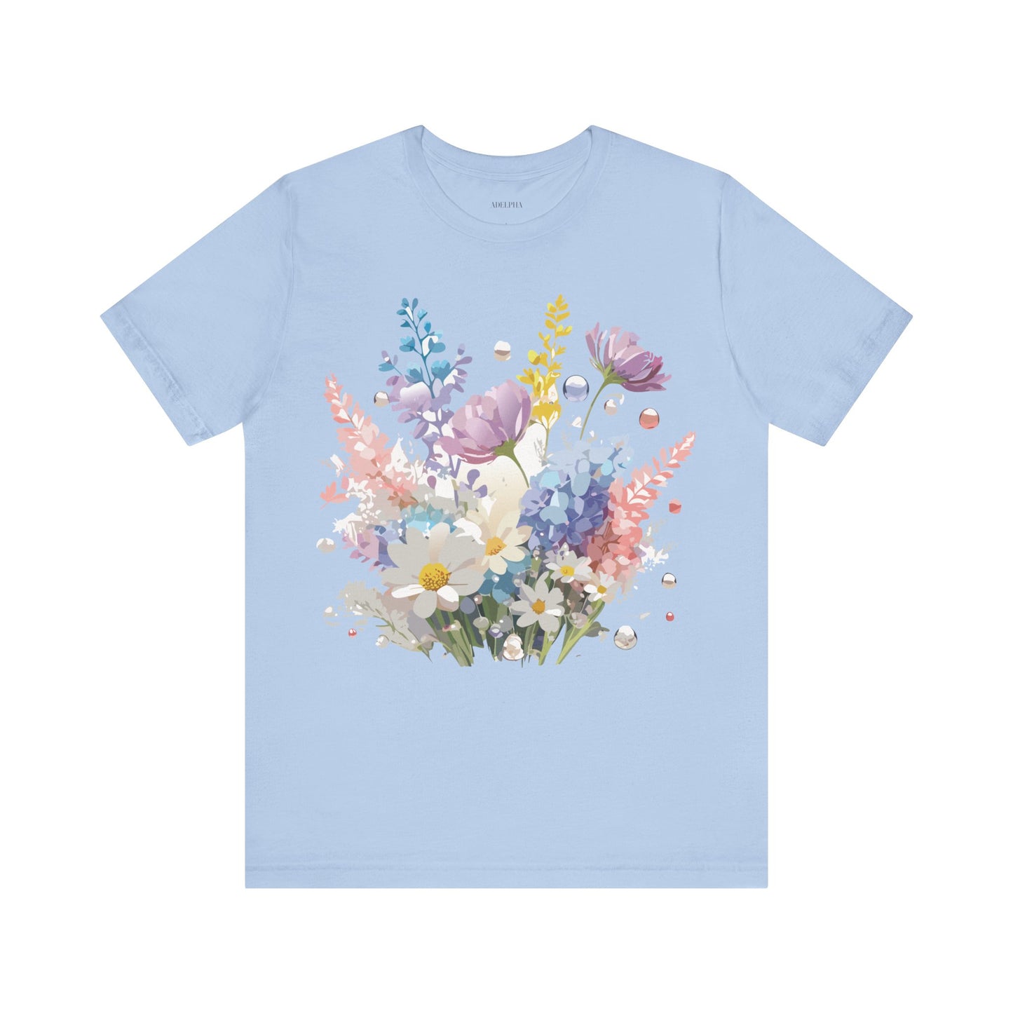 Natural Cotton Tee Shirt with Flowers