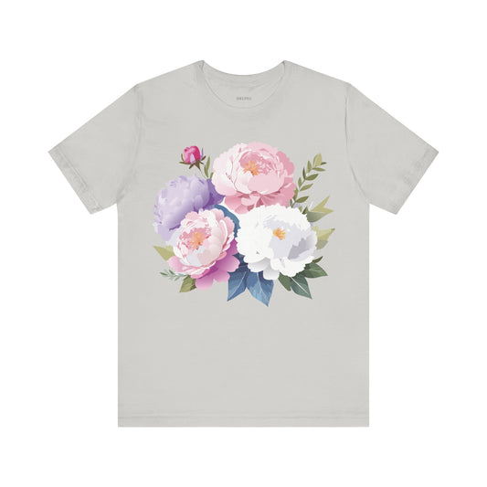 T-shirt en coton naturel avec fleurs