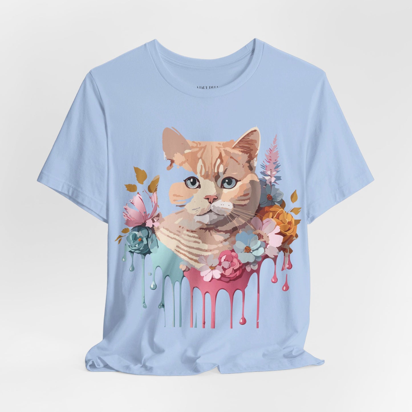 Natural Cotton Tee Shirt with Cat