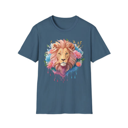 Lion Shirt Unisex Floral Lion Tee 100 Percent Cotton Softstyle Gildan 64000