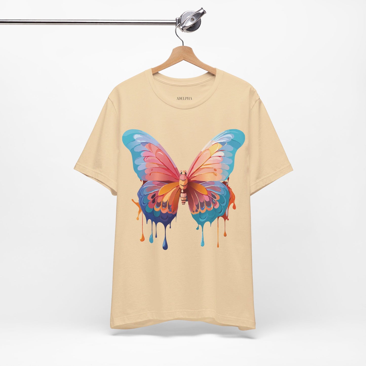 Natural Cotton Tee Shirt with Butterfly