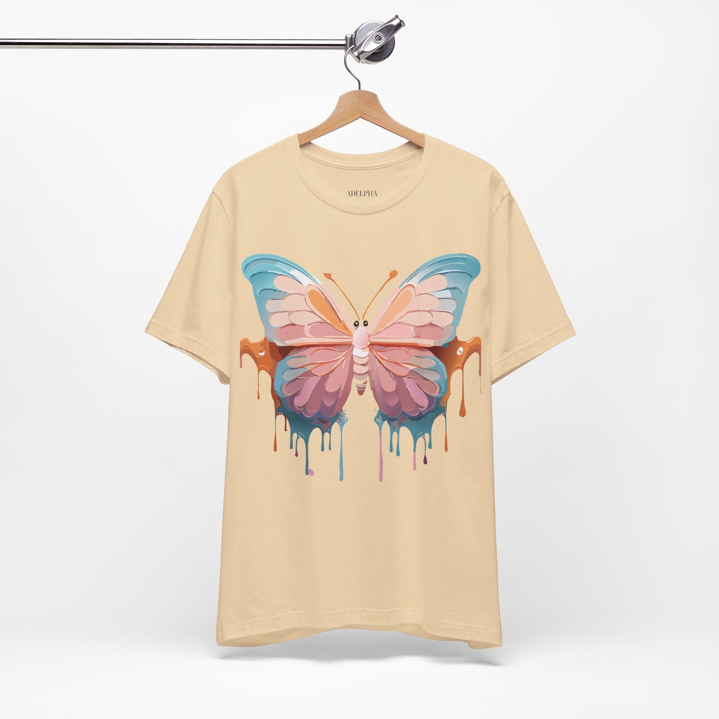 Natural Cotton Tee Shirt with Butterfly