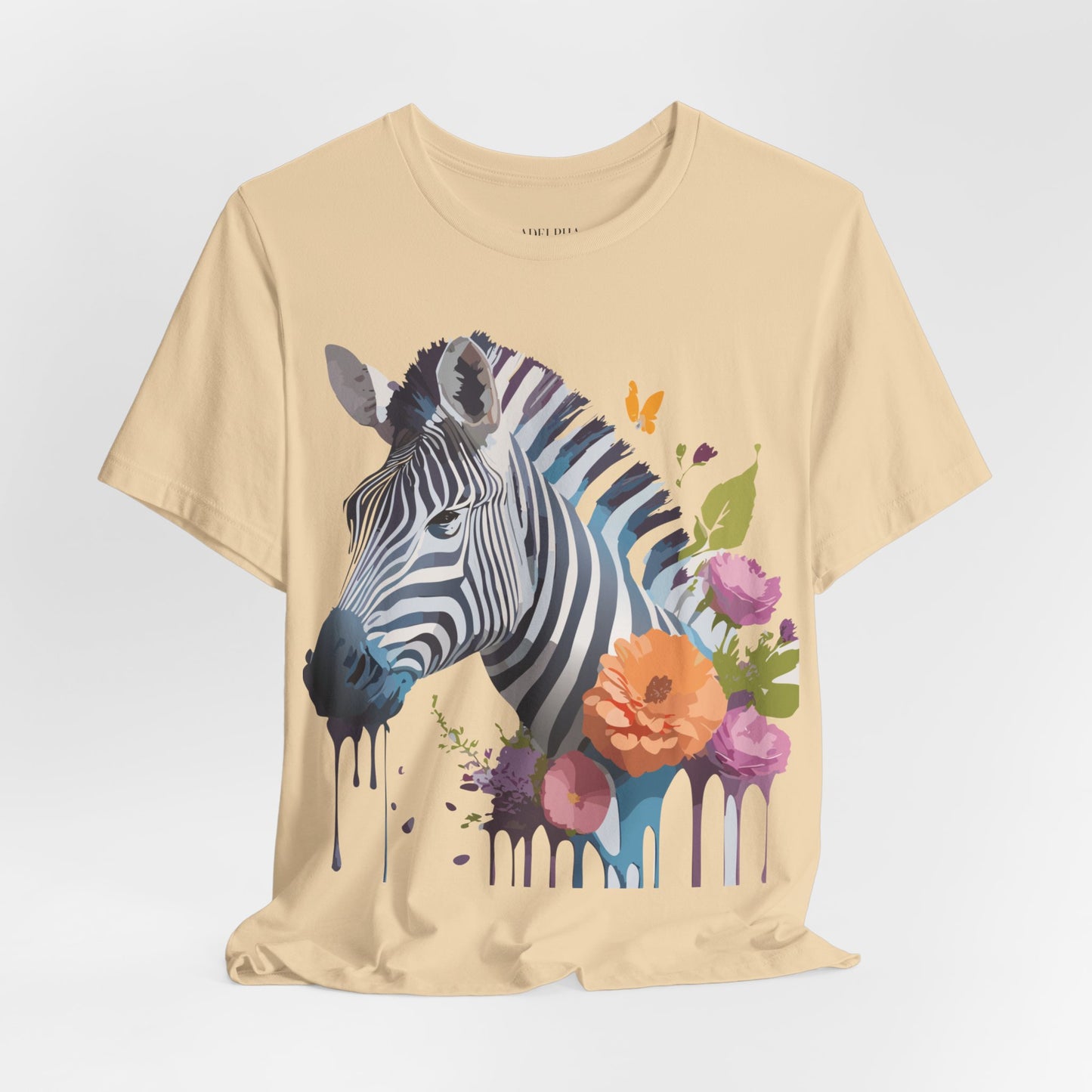 Natural Cotton Tee Shirt with Zebra