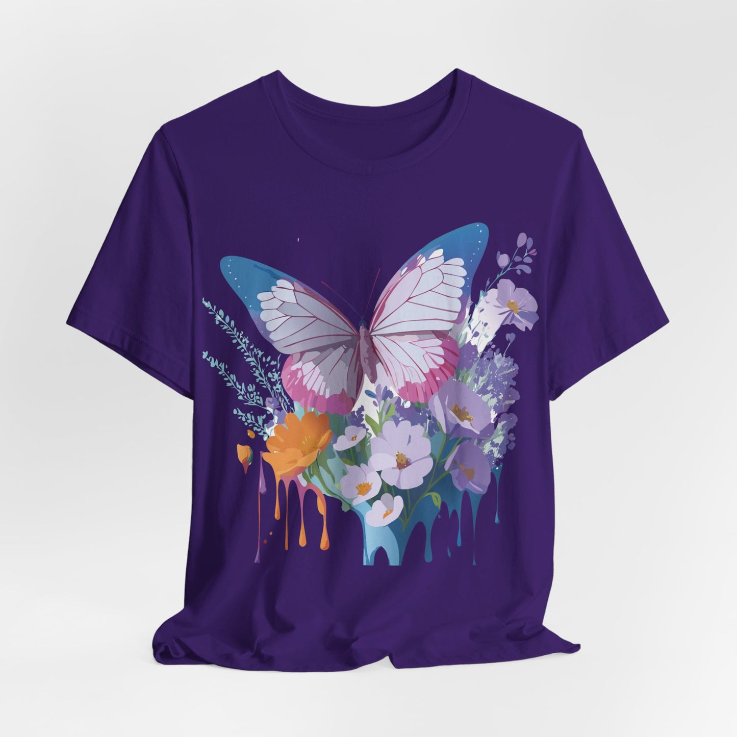 Natural Cotton Tee Shirt with Butterfly