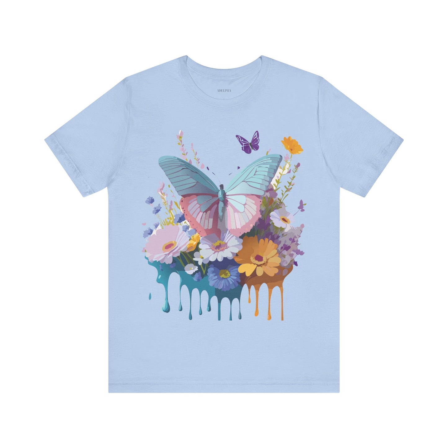 Natural Cotton Tee Shirt with Butterfly