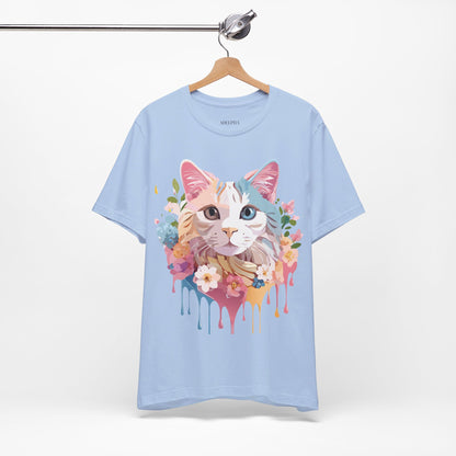 Natural Cotton Tee Shirt with Cat Printify
