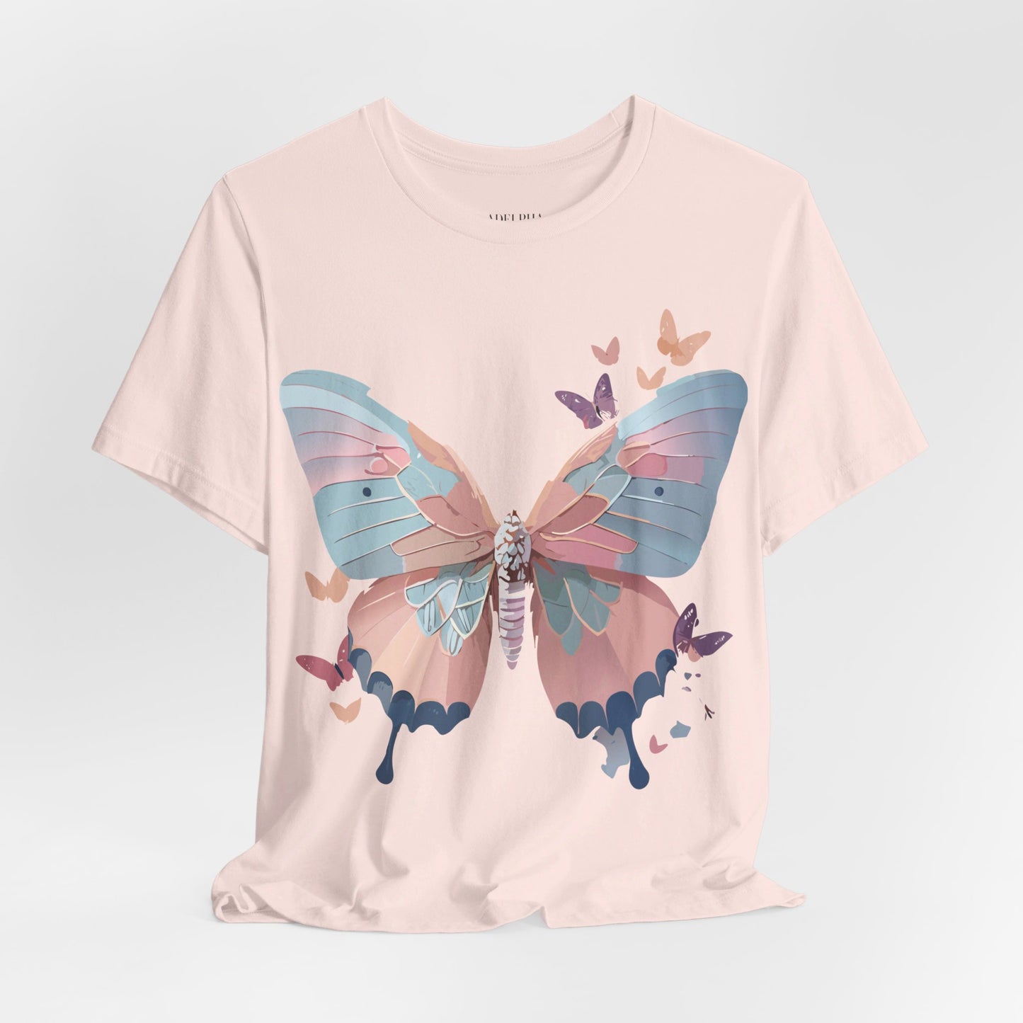 Natural Cotton Tee Shirt with Butterfly