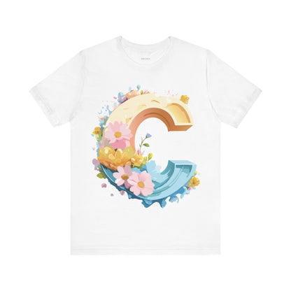 Natural Cotton Tee Shirt - Letters Collection - C Printify