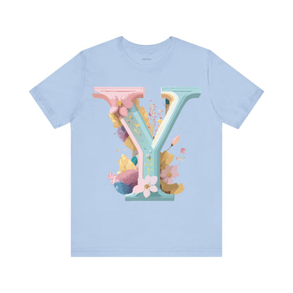 Natural Cotton Tee Shirt - Letters Collection - Y Printify