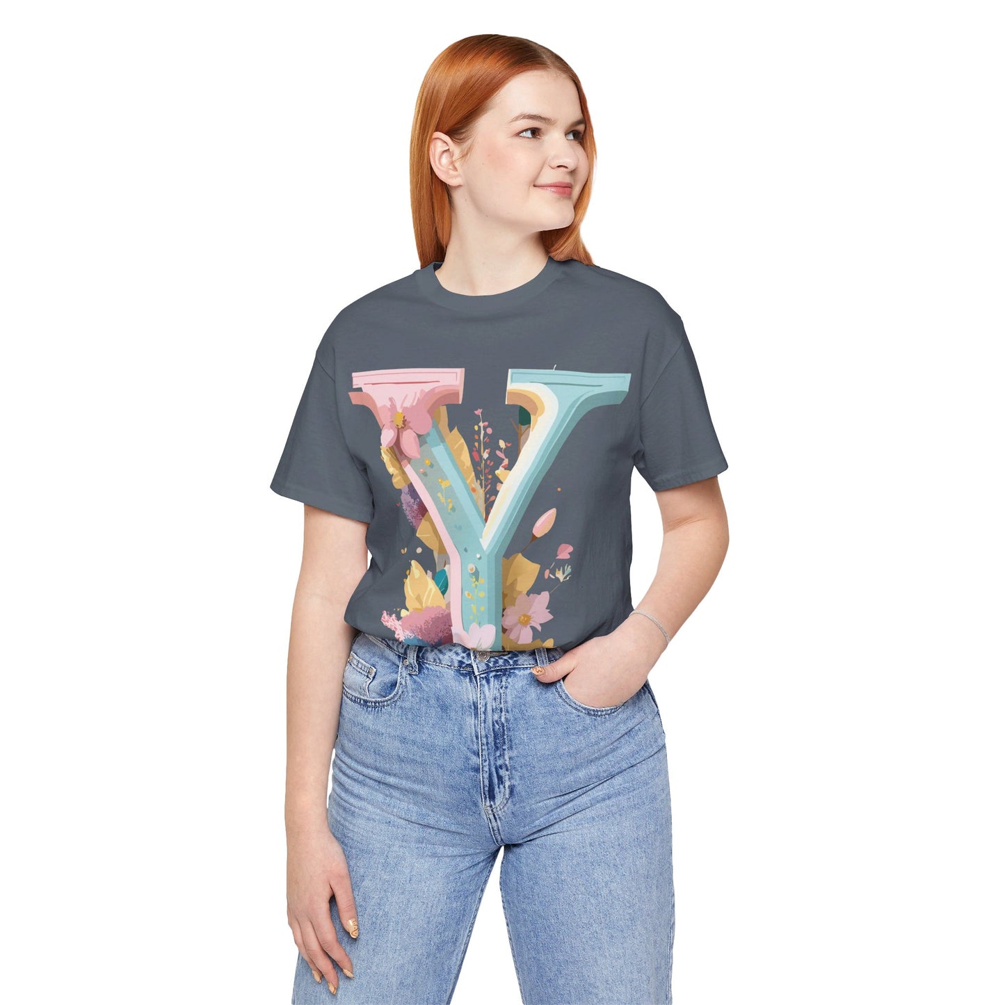 Natural Cotton Tee Shirt - Letters Collection - Y