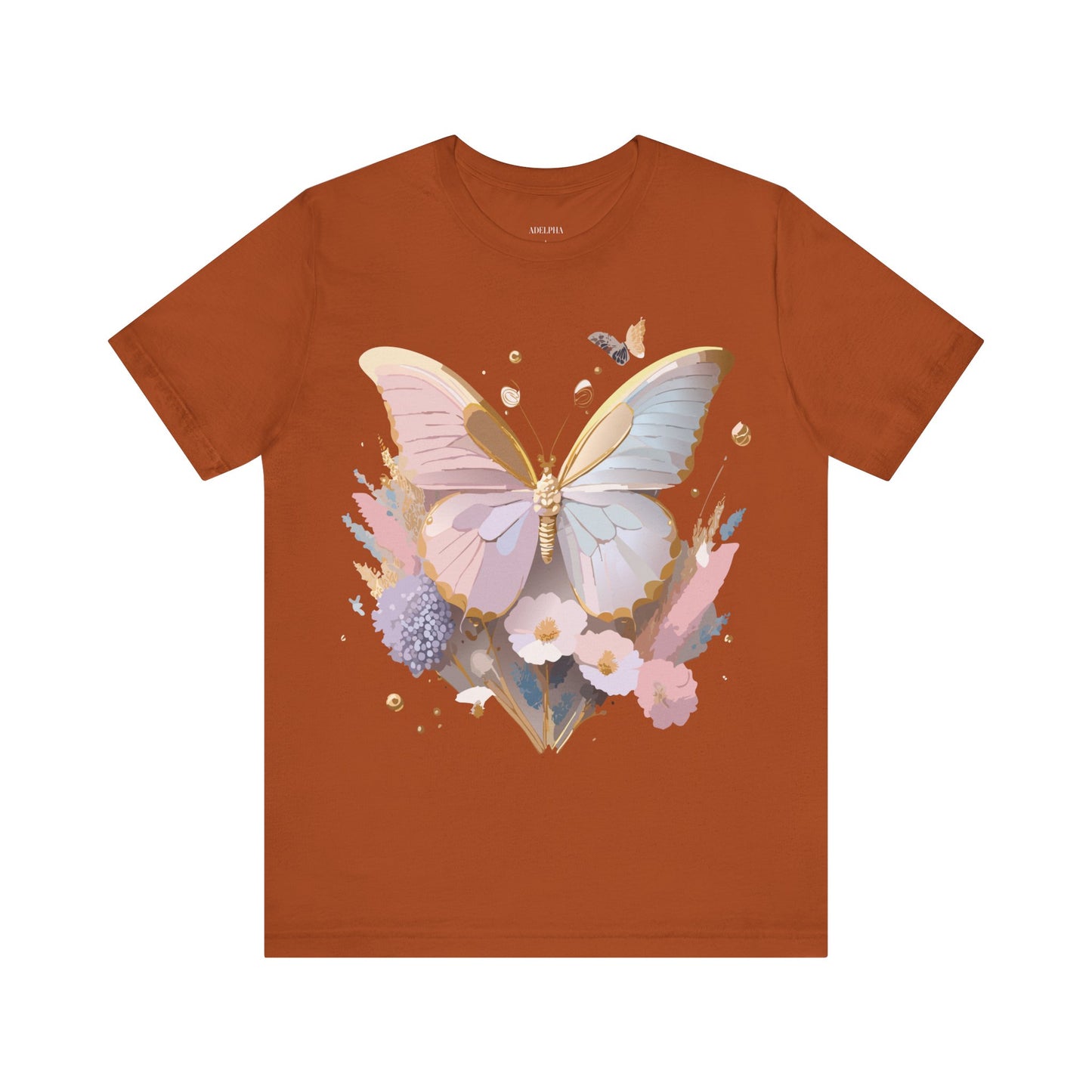 Natural Cotton Tee Shirt with Butterfly