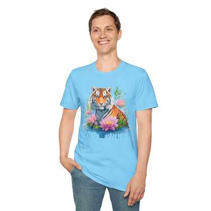 Tiger Print Unisex T Shirt Gildan Softstyle 64000 Animal Tee