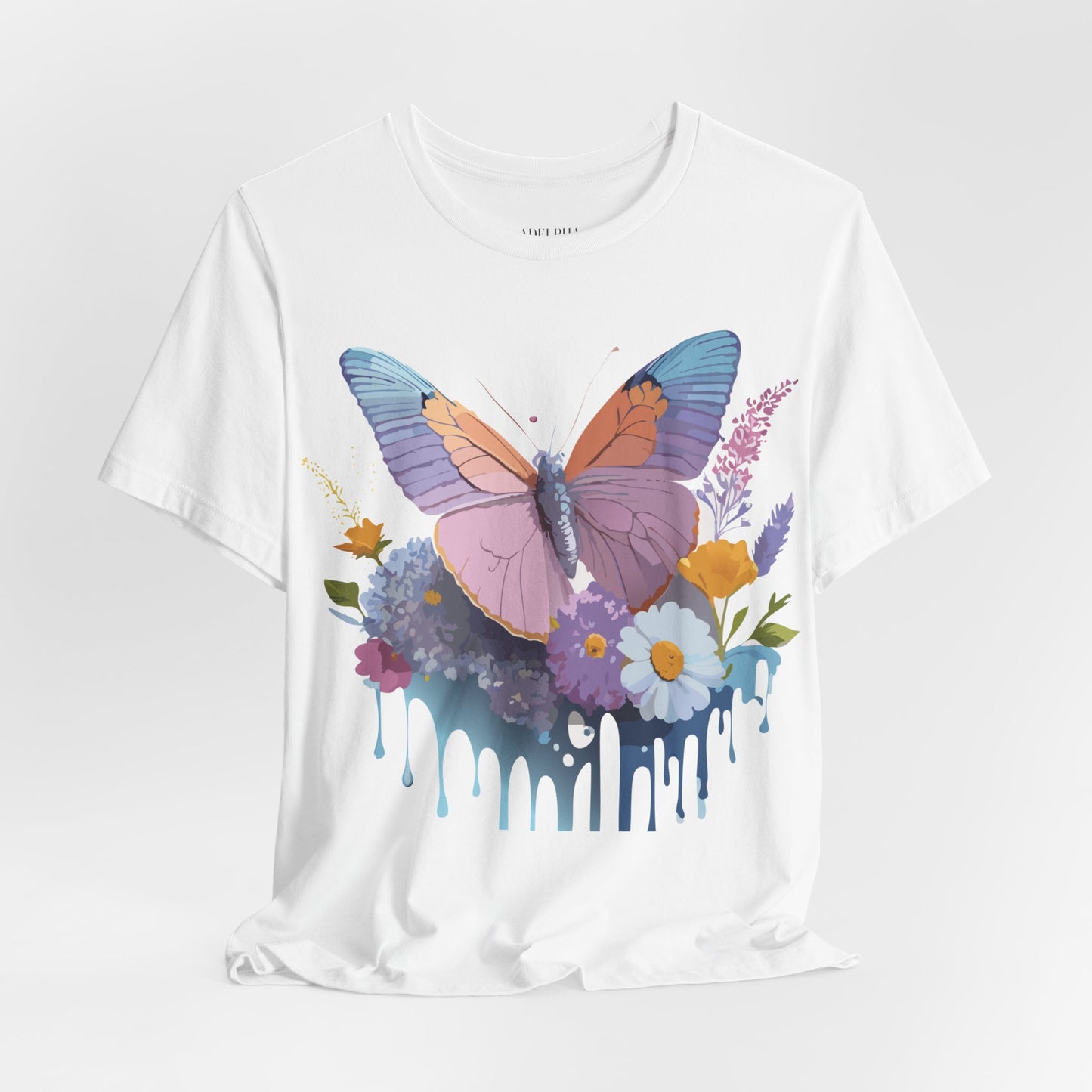 Natural Cotton Tee Shirt with Butterfly