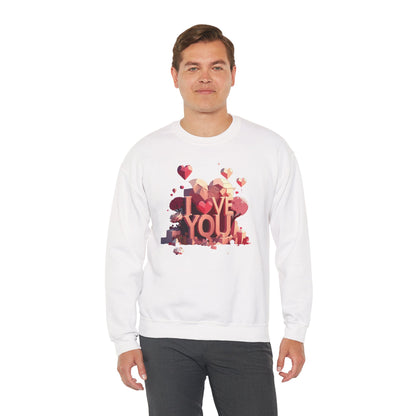 Unisex Heart Love Sweatshirt Floral Valentines Day Cotton Poly Fifty Fifty Blend