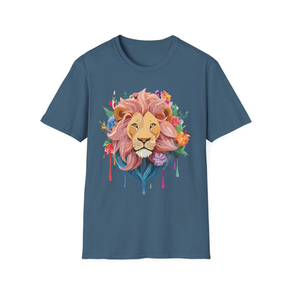 Lion Shirt Unisex Floral Lion Tee Animal Print Softstyle Tee