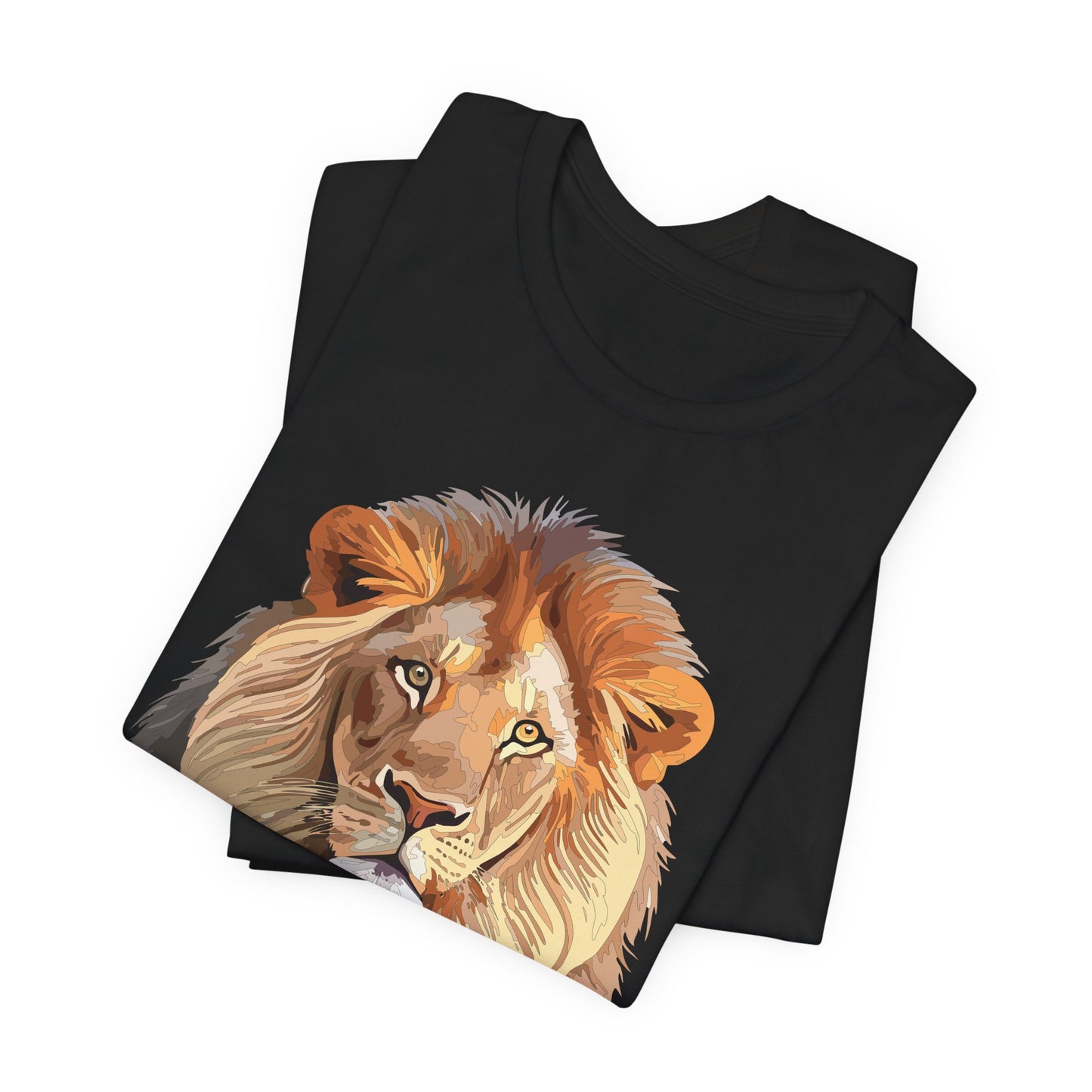 Safari Lion Head Illustration T-Shirt Unisex Cotton Realistic Lion Portrait Tee 3