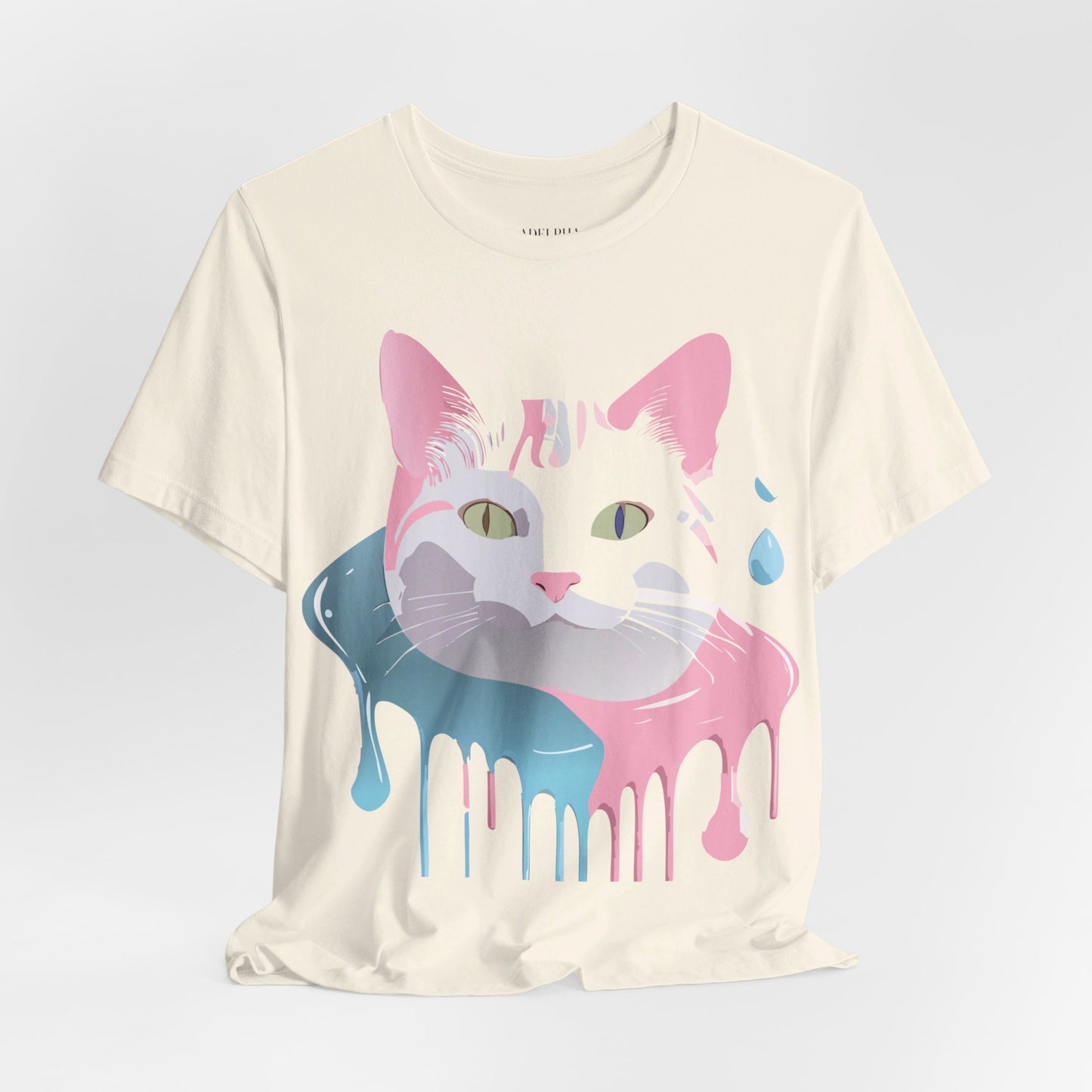 Natural Cotton Tee Shirt with Cat