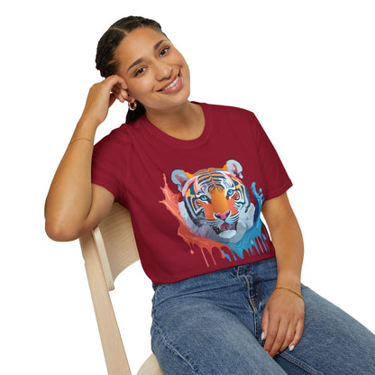 Unisex Tiger Tee Gildan Softstyle Animal Print Shirt Ring Spun Cotton
