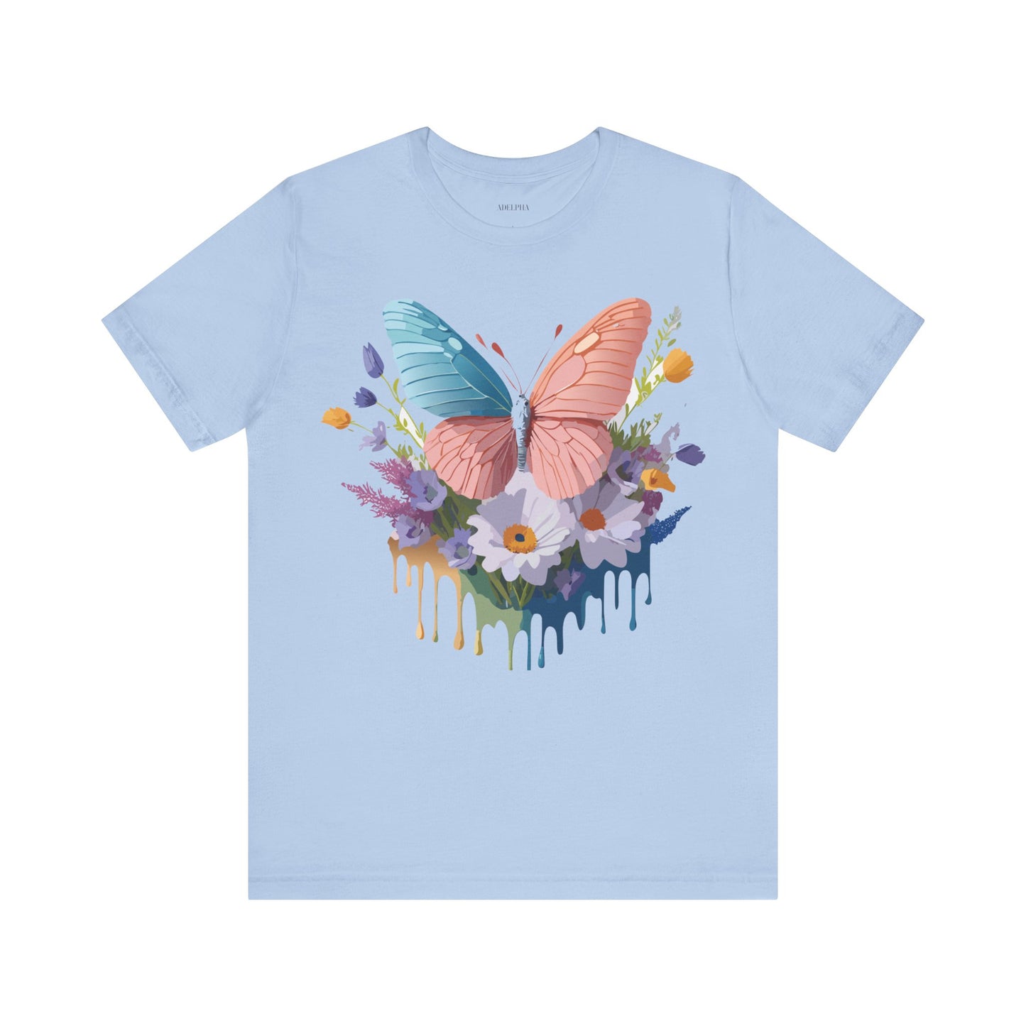 Natural Cotton Tee Shirt with Butterfly