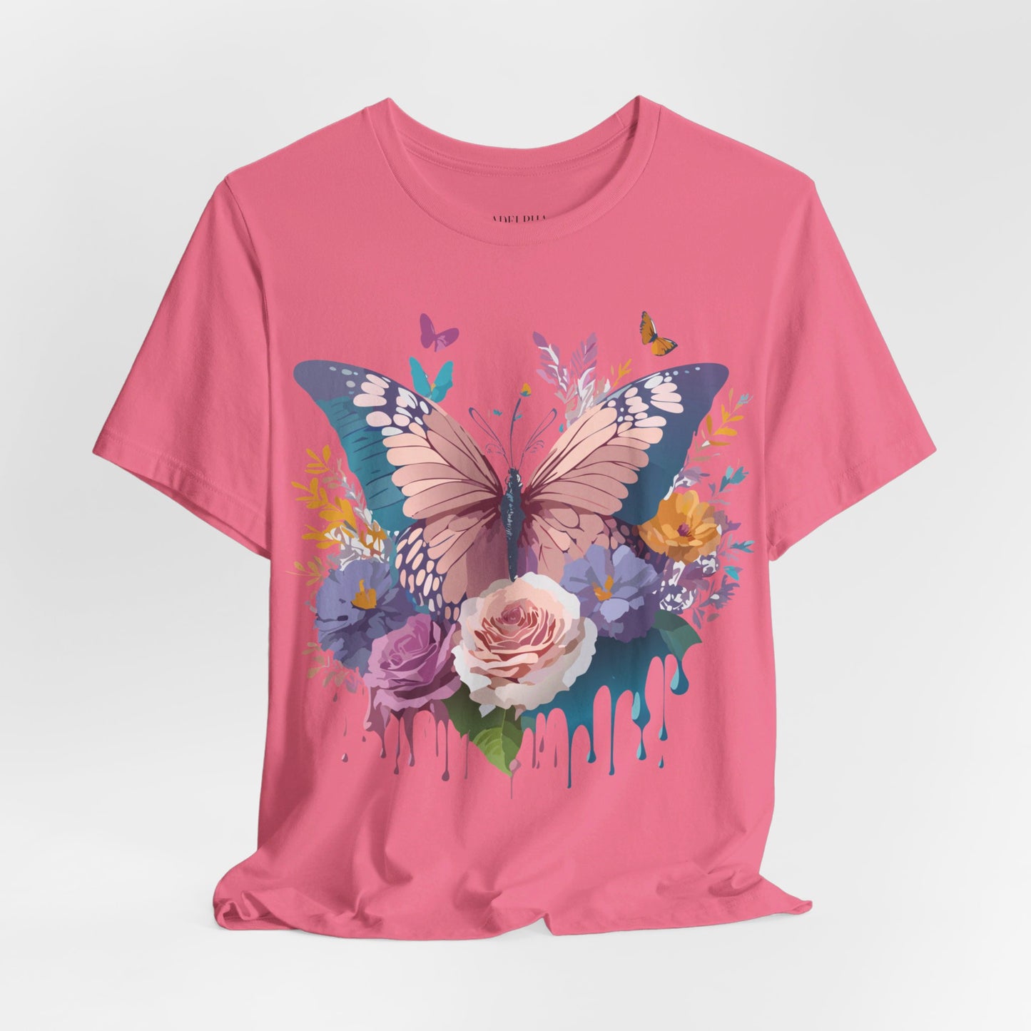 Natural Cotton Tee Shirt with Butterfly