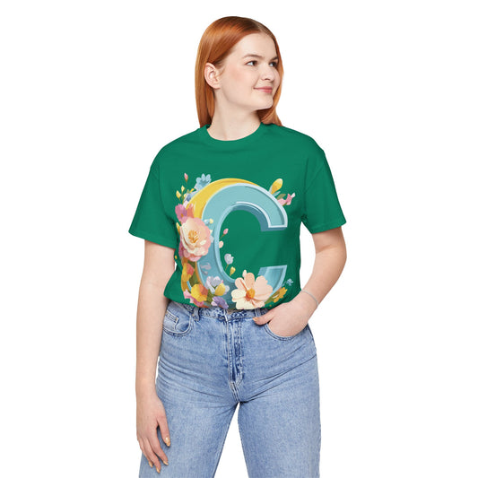 Natural Cotton Tee Shirt - Letters Collection - C Printify