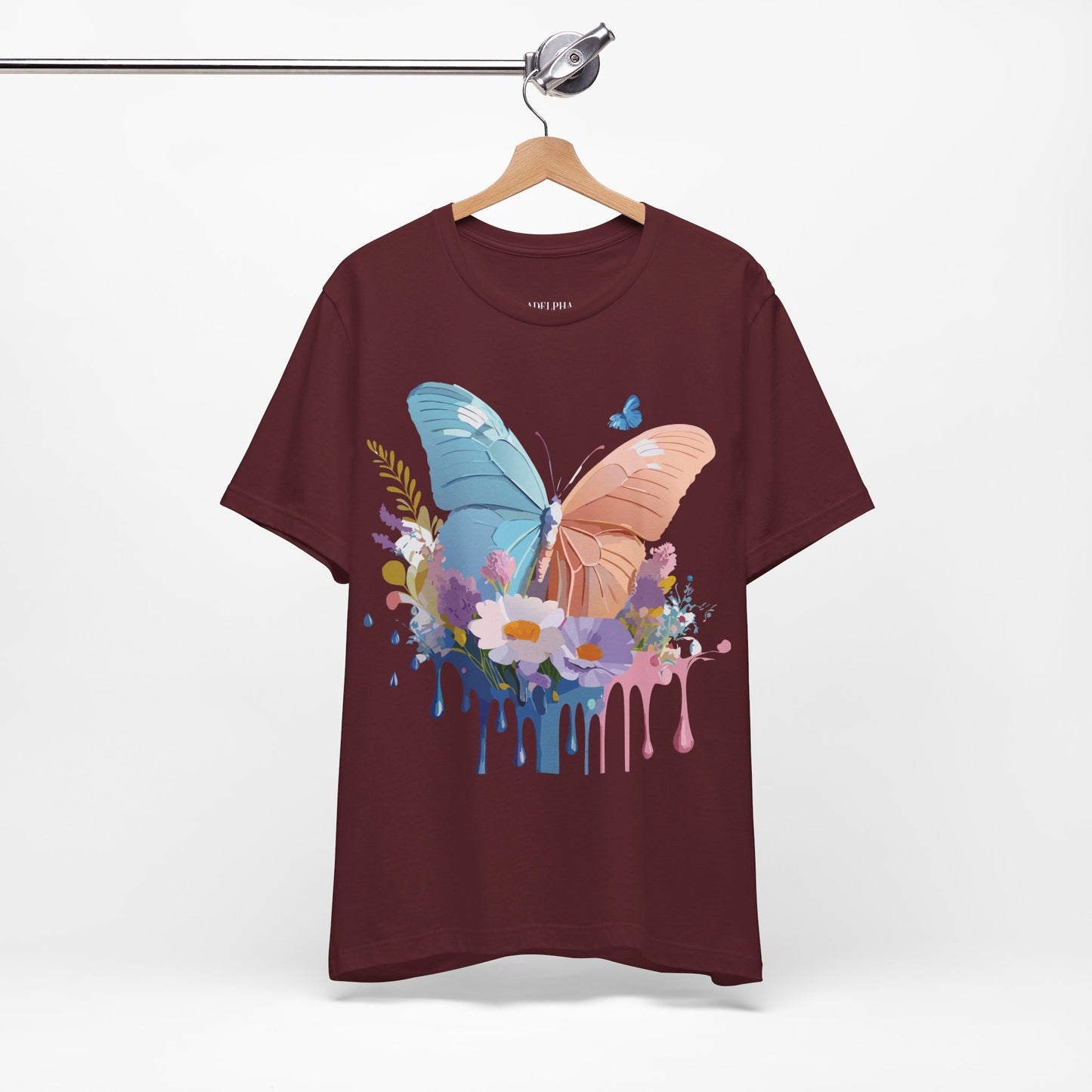 Natural Cotton Tee Shirt with Butterfly