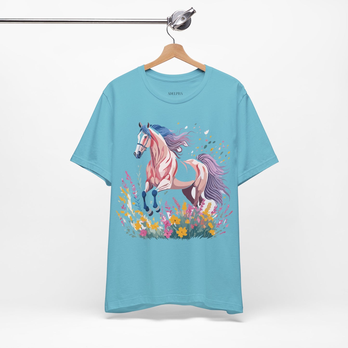 Natural Cotton Tee Shirt with Horse