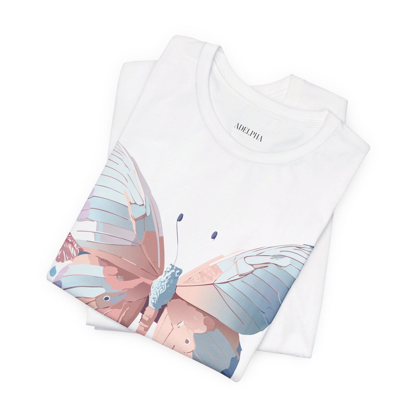 Natural Cotton Tee Shirt with Butterfly