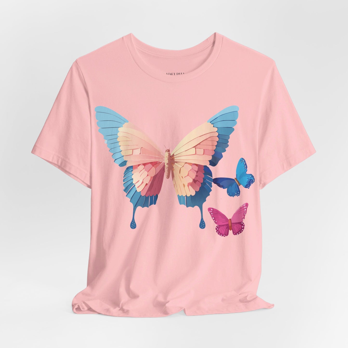 Natural Cotton Tee Shirt with Butterfly