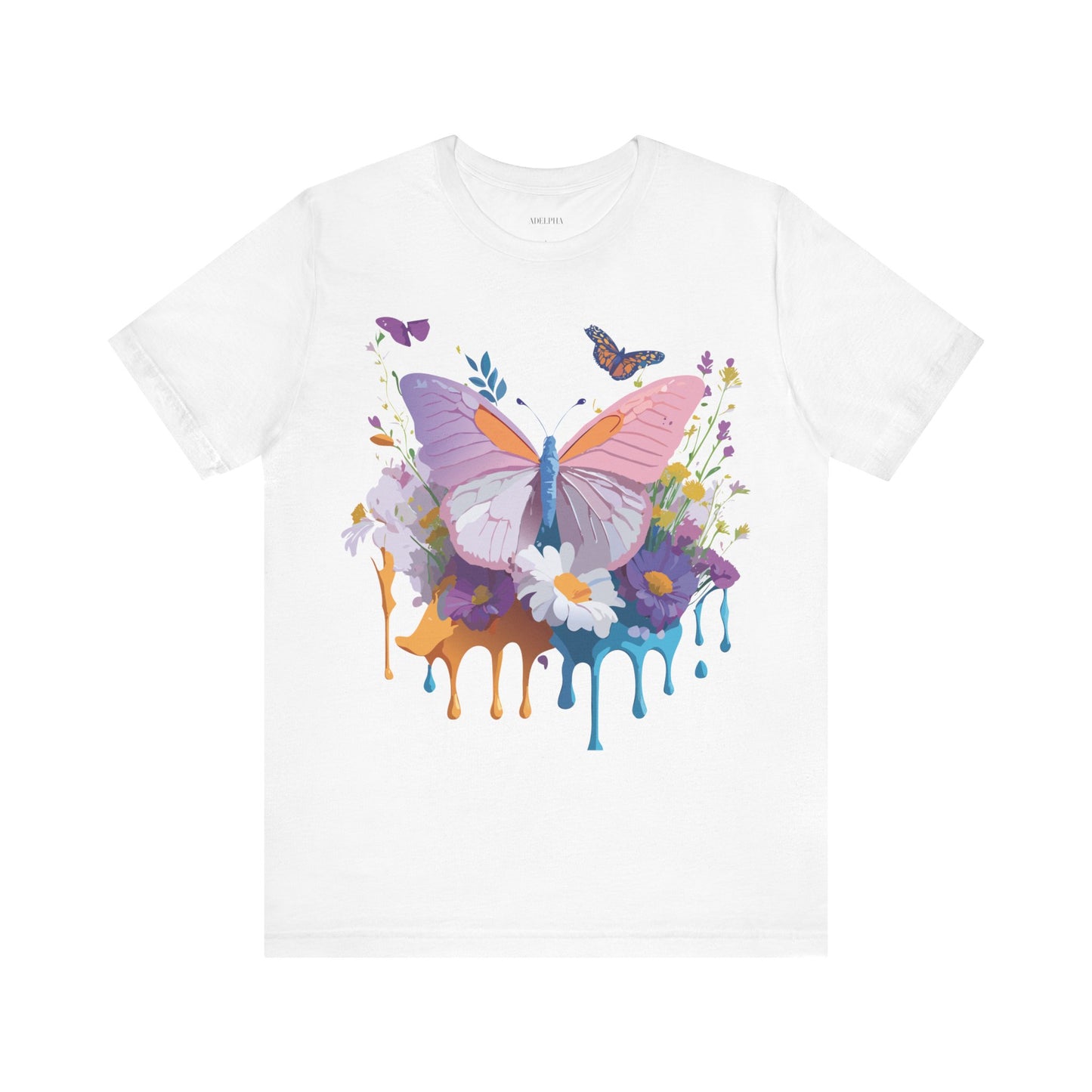 Natural Cotton Tee Shirt with Butterfly