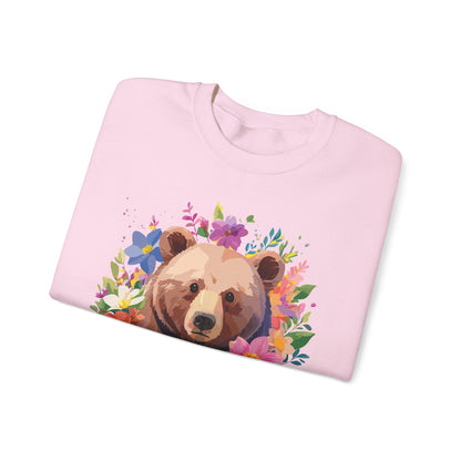 Unisex Floral Bear Sweatshirt Art Design Animals Print Sweatshirt Collection