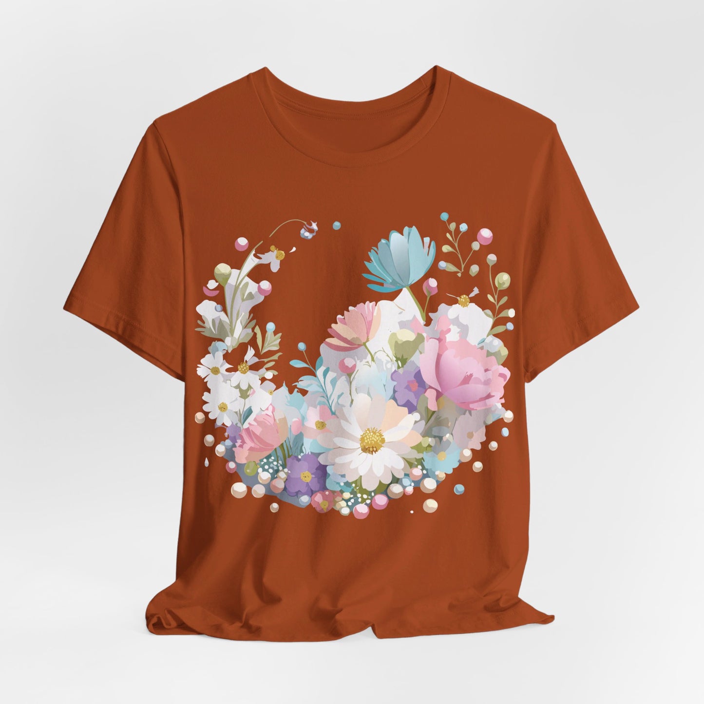 T-shirt en coton naturel avec fleurs