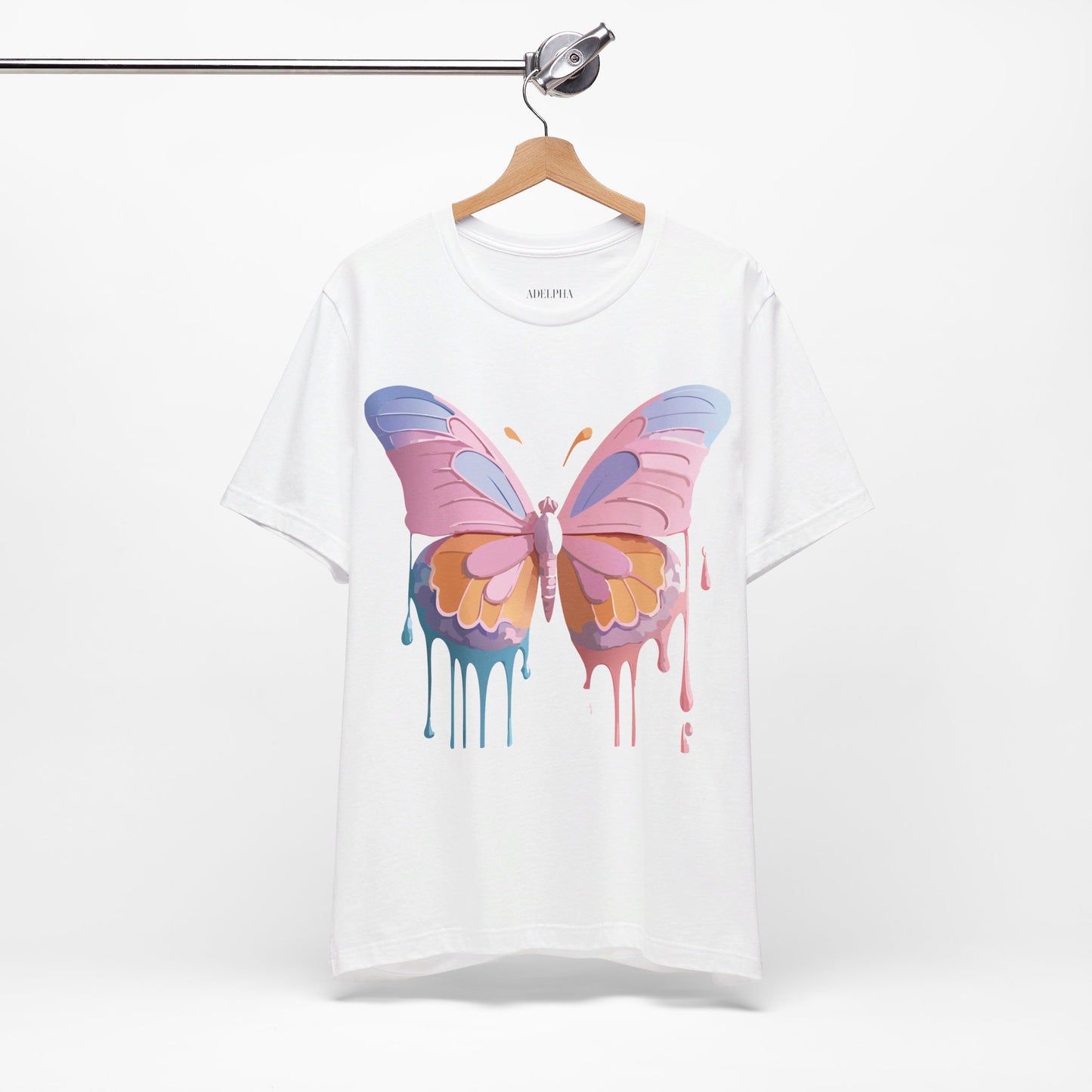 Natural Cotton Tee Shirt with Butterfly