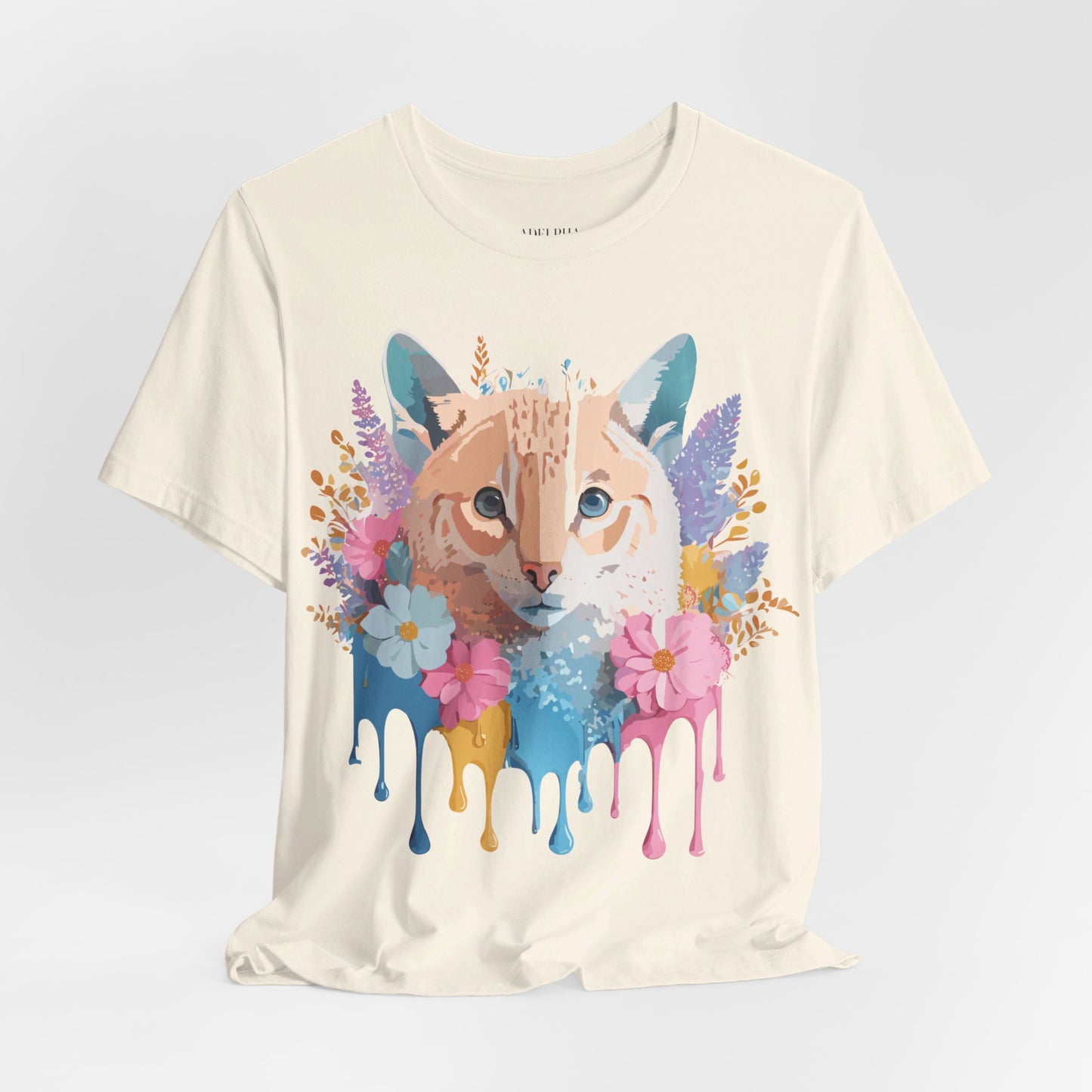 Natural Cotton Tee Shirt with Cat